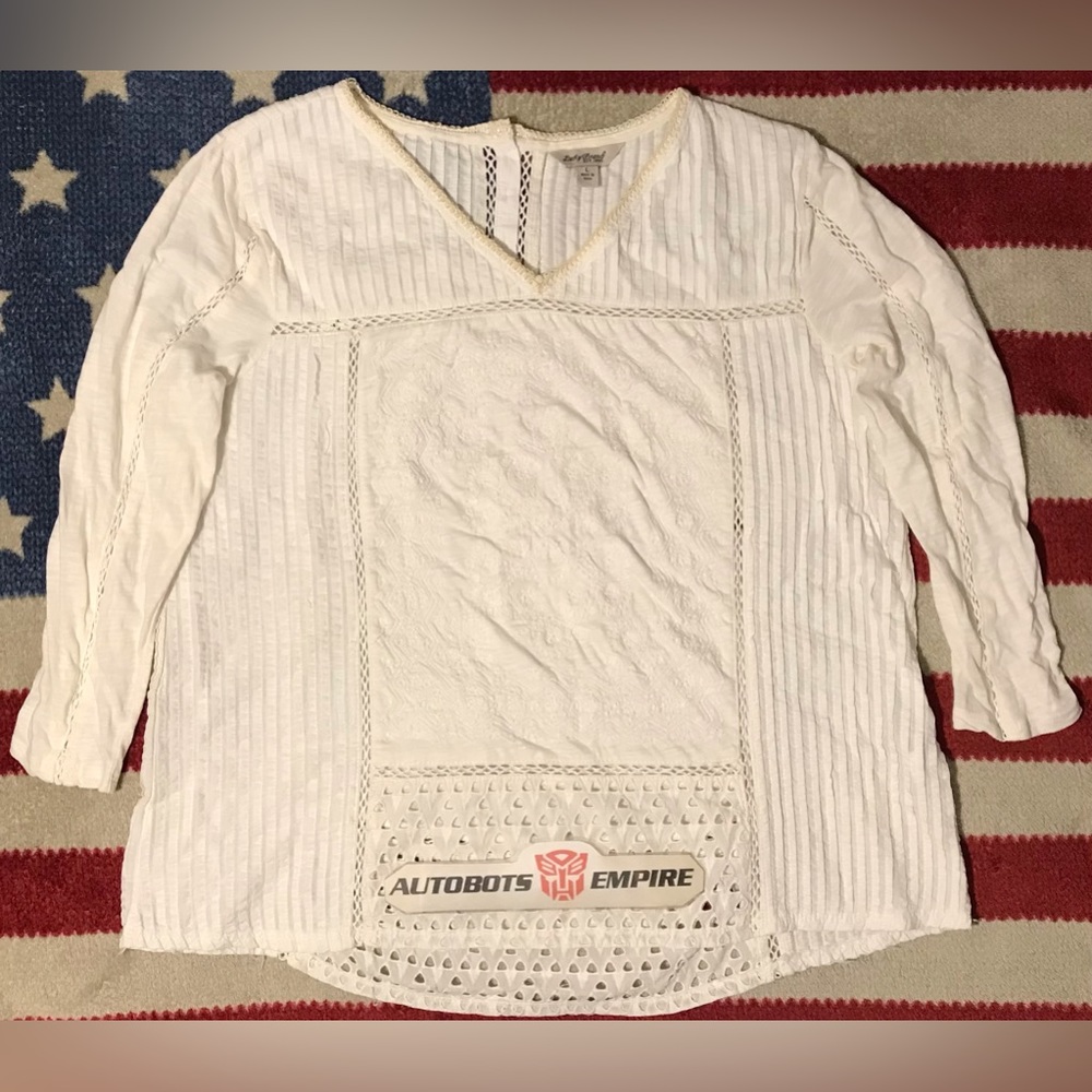 NWOT Vintage Womens LUCKY BRAND Fringe Knit Blouse Shirt L Beach rlx Lauren Kors